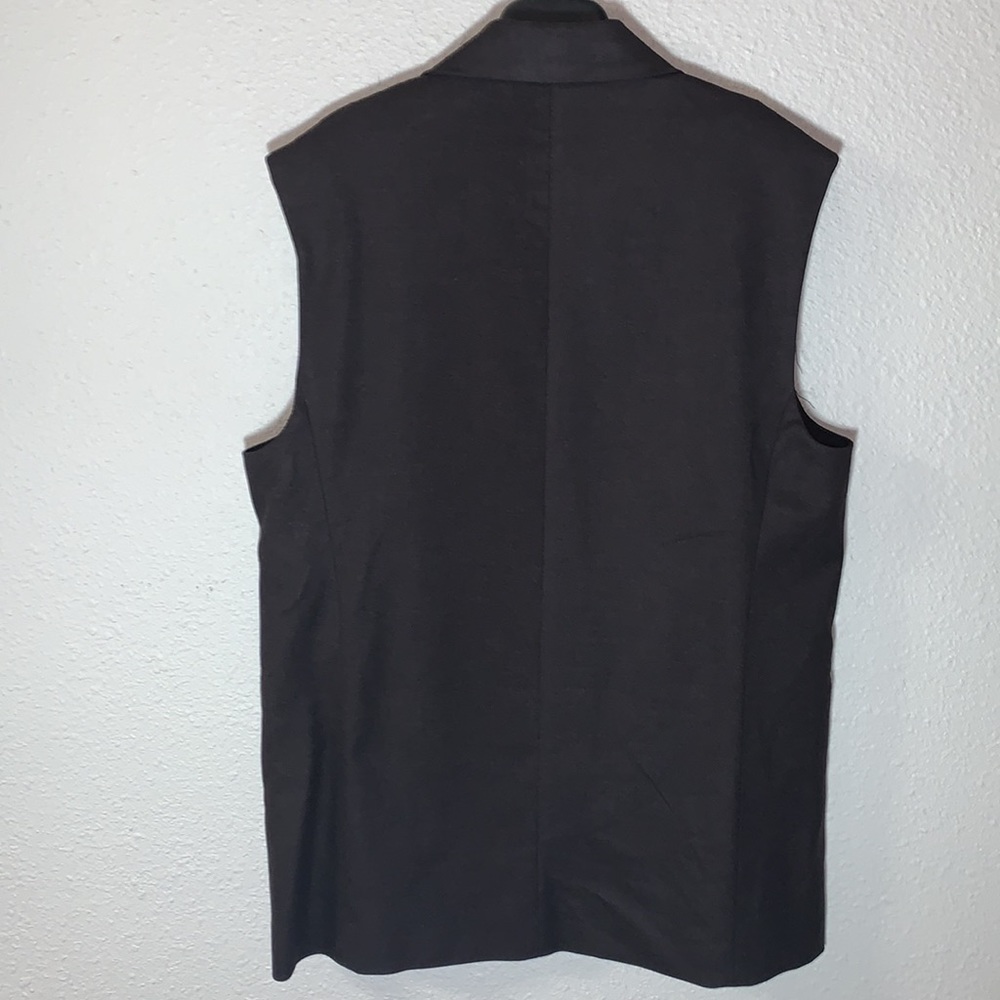 MNG brown oversized long 2 button Vest Sz M formal 90’s classic faux pockets NWT - Picture 15 of 17